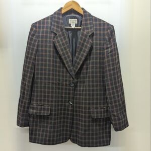 LAURA GAYLE Plaid Wool Blend Dark Academia Blazer Size 18